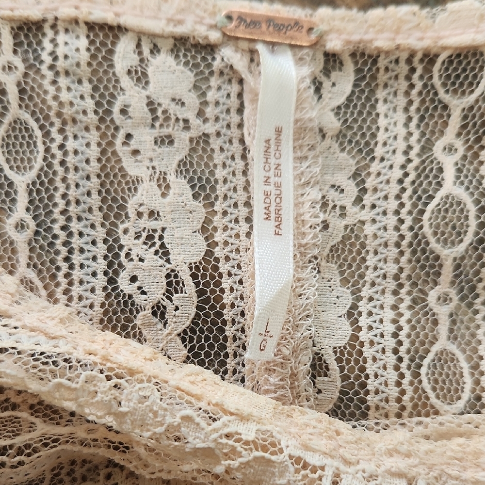 Free People Cream Lace Blouse with Intricate Design